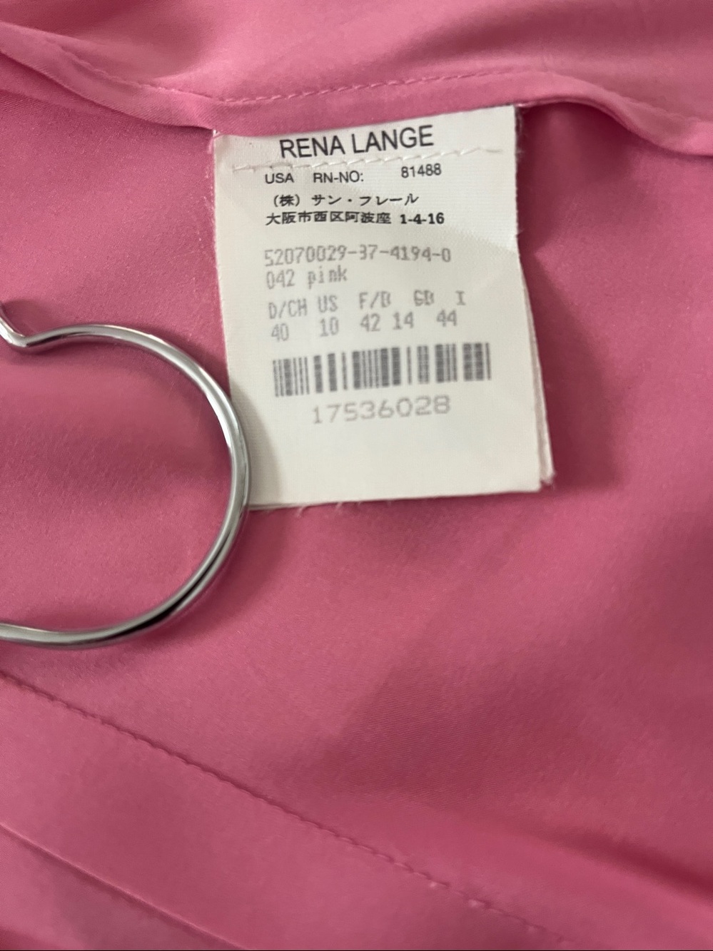 Rena Lange Hammered Silk Button Up Bow Tie Blouse Deep Pink Short Puff Sleeves - Picture 8 of 10